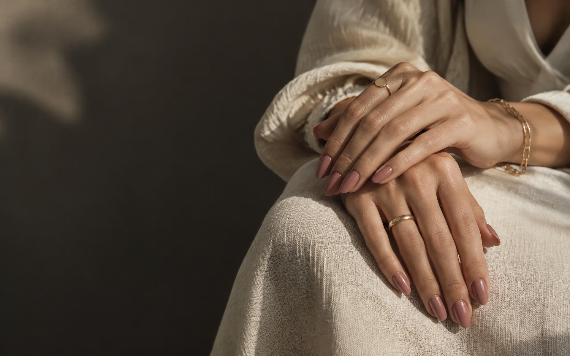Elegant blush manicure at Nails studio
